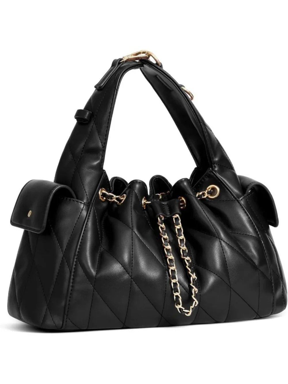 Quilted Leather Tote Bag for Women, Adjustable Strap Slouchy Hobo Purse